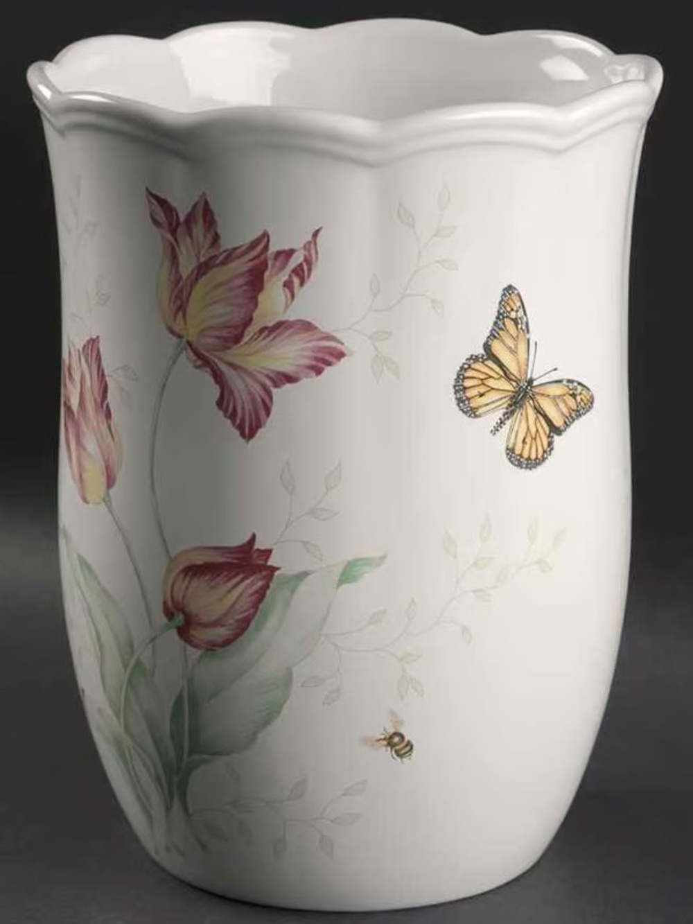 Rare discontinued Lenox Butterfly Meadow floral Waste bin basket trash can
